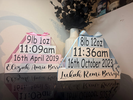 Baby Birth Details Stacking Block